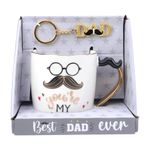 Set de Pocillo Cerámico de 12 oz para Papá con Llavero Decorativo