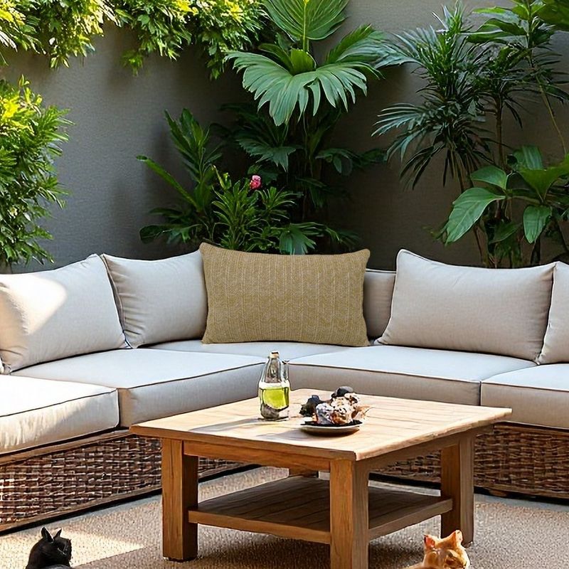 Cojín Decorativo Relleno Tipo Tejido Rectangular 50 x 30 cm Color Natural