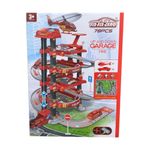 Torre de Parqueo con Pista y Vehículos Up and Down Fire 78 Piezas Color Rojo