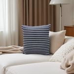 Cojín Decorativo Relleno Tipo Tejido 45 x 45 cm Cuadrado Color Azul y Blanco