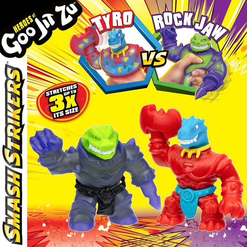 Figura Elástica Goo Jit Zu Smash Strikers Pack Doble Tyro vs Rock Jaw