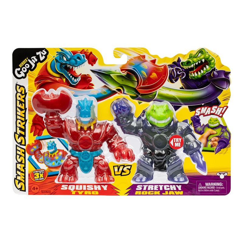 Figura Elástica Goo Jit Zu Smash Strikers Pack Doble Tyro vs Rock Jaw
