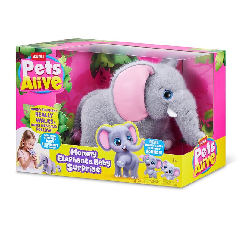 Set Pets Alive Mamá Elefante con Bebés Sorpresa y Sonidos Interactivos