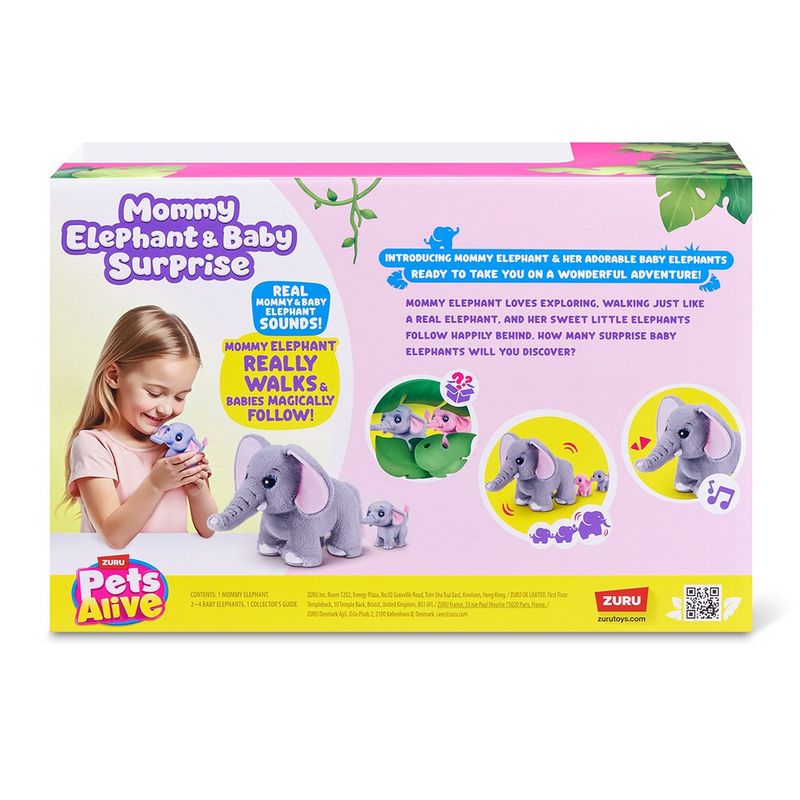 Set Pets Alive Mamá Elefante con Bebés Sorpresa y Sonidos Interactivos