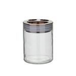 Set de 3 Piezas de Accesorios de Vidrio con Detalles Metálicos para Baño Transparente