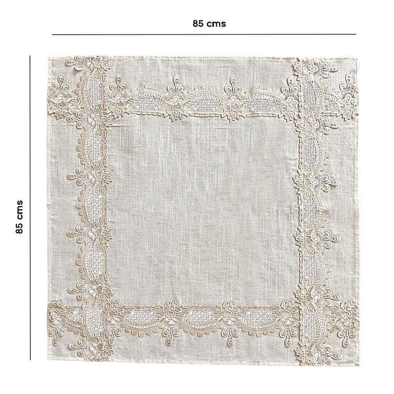 Mantel Cuadrado con Detalle Bordado de 85 Cm Color Beige