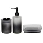 Set de 3 Piezas de Accesorios de Vidrio para Baño en Color Negro