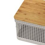 Cesta Grid Plástica con Tapa de Bambú de 8 Litros para Organización Color Beige