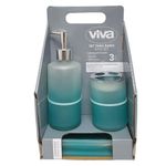 Set de 3 Piezas de Accesorios de Vidrio para Baño Color Azul