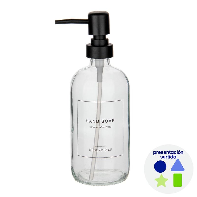 Dispensador de Vidrio para Jabón Líquido 500 ml Colores Surtidos