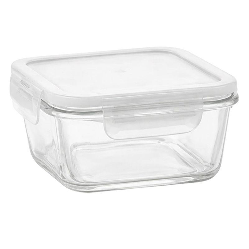 Set de 3 Contenedores Cuadrados de Vidrio con Tapa Transparente