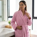 Bata de Baño Tipo Spa Poliéster Suave para Uso Diario Talla M Color Rosado