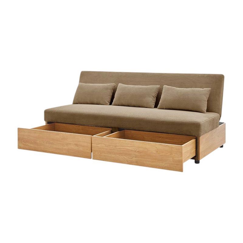 Sofá Cama Mike de 3 Asientos con Gavetas Integradas Color Café
