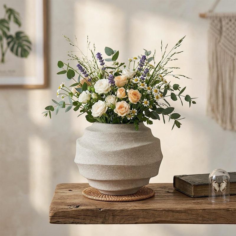 Maceta Wave Ovalada Decorativa de 19 cm en Color Blanco