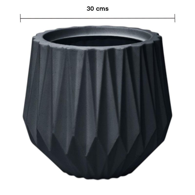 Maceta Origami Redonda Decorativa de 30 cm Color Negro