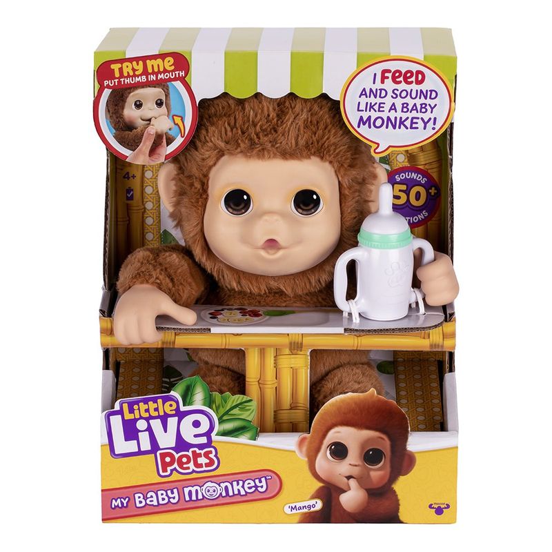 Mascota Interactiva de Mono Little Live Pets My Baby Monkey Mango con Sonidos