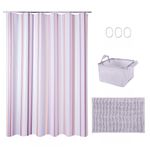 Set de Baño 15 Piezas con Cortina Impermeable y Alfombra Colores Surtidos