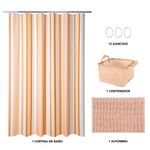 Set de Baño 15 Piezas con Cortina Impermeable y Alfombra Colores Surtidos
