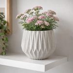 Maceta Origami Redonda Decorativa de 22 cm Color Blanco