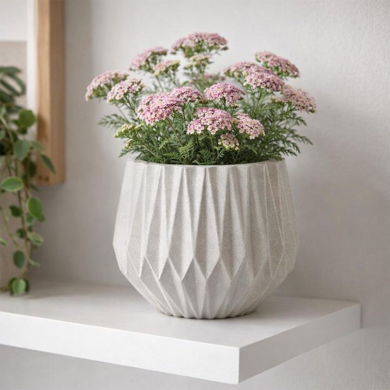 Maceta Origami Redonda Decorativa de 22 cm Color Blanco