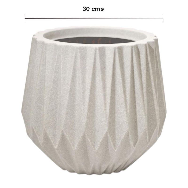Maceta Origami Redonda Decorativa de 22 cm Color Blanco