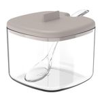 Azucarero con Tapa Beige y Cuchara Transparente