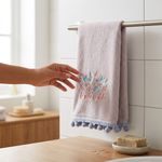 Toalla de Manos de Algodón para Baño con Bordado de Aves Color Gris