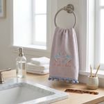 Toalla de Manos de Algodón para Baño con Bordado de Aves Color Gris