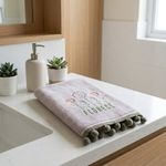 Toalla de Manos de Algodón para Baño con Bordado de Flores Color Gris
