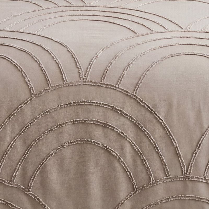 Set de Edredón King 5 Piezas Bordado Geométrico Color Taupe