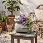 Maceta Decorativa Figura de Gato Acostado de 24 Cm Color Blanco