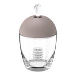 Mielera con Cuchara Acrílica y Tapa Beige Transparente