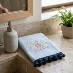 Toalla de Manos de Algodón para Baño con Bordado Disfruta la Vida Color Celeste