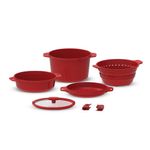Olla Multi Piezas Valencia 7 Piezas de Aluminio con Recubrimiento Cerámico Color Rojo