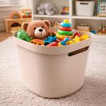 Cesta Cube Flex Plástica de 28 Litros para Organización y Lavandería Color Beige