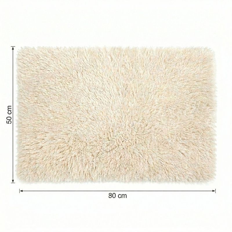 Alfombra Tipo Teddy de Polipropileno para Uso Interior 50 x 80 cm Color Crema