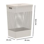 Cesta de Ropa Grid Plástica con Tapa de 49 Litros para Lavandería Color Beige