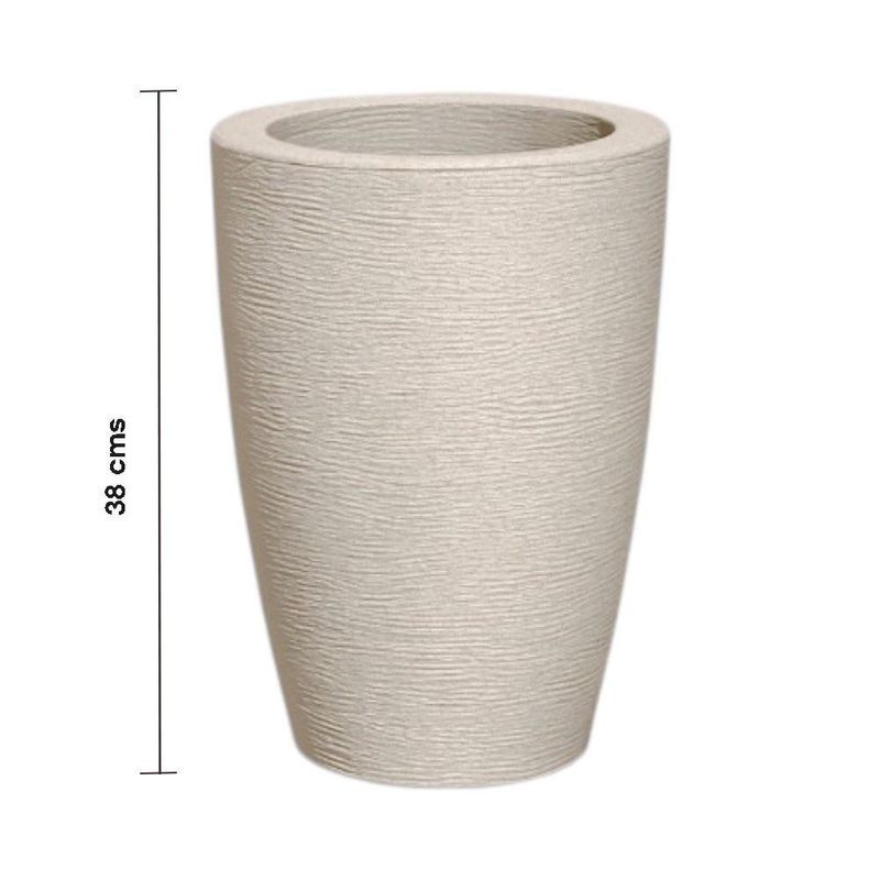 Maceta Grafiato Cónica Decorativa de 38 cm Color Blanco