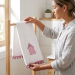 Toalla de Manos de Algodón para Baño con Bordado Home Sweet Home Color Blanco