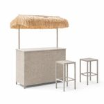 Set de Bar Sunny de 3 Piezas con Barra y 2 Bancos Estilo Tropical