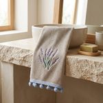 Toalla de Manos de Algodón para Baño con Bordado de Lavanda Color Verde