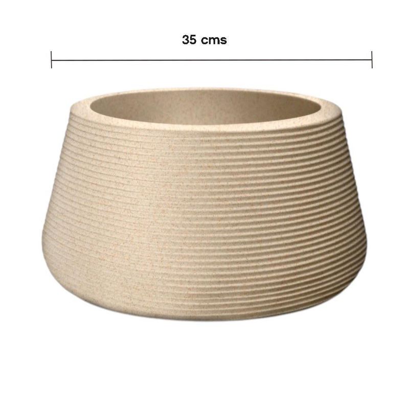 Maceta Riscatto Redonda Baja Decorativa de 35 cm Color Arena