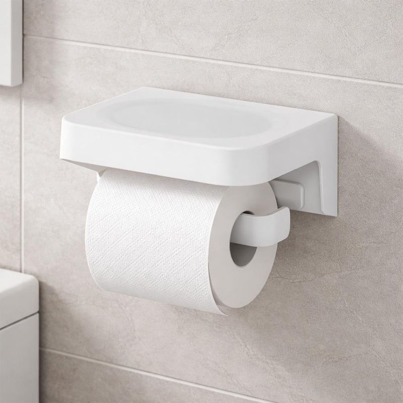 Porta Rollo Adhesivo de Papel Higiénico para Baño Color Blanco