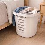 Cesta Cube Flex Plástica de 46 Litros para Organización y Lavandería Color Beige