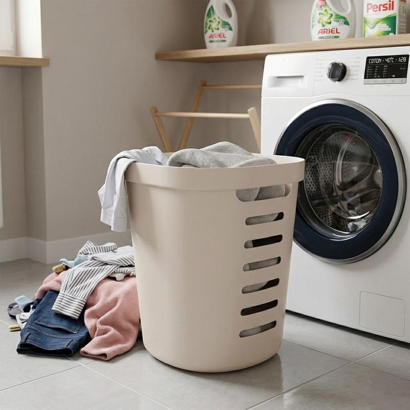 Cesta Cube Flex Plástica de 46 Litros para Organización y Lavandería Color Beige