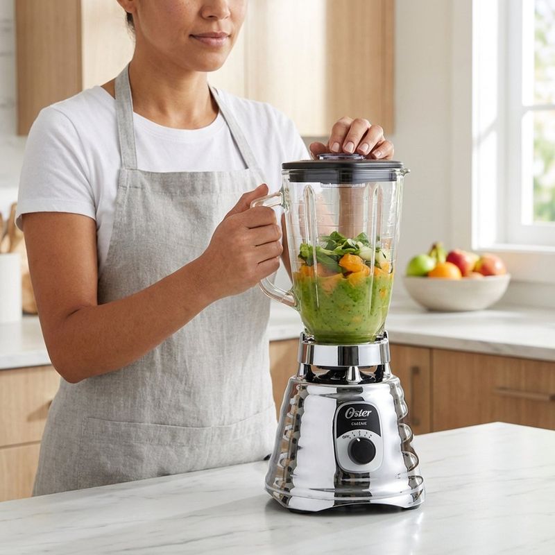 Licuadora Clásica de 3 Velocidades con Vaso de Vidrio y Base Cromada Color Plateado