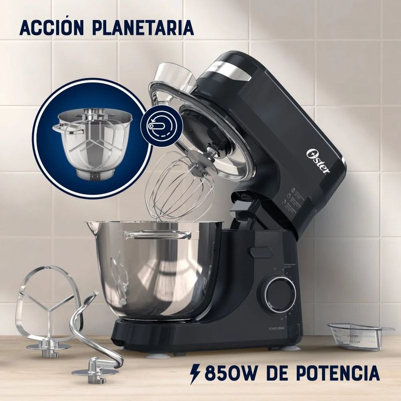 Batidora Planetaria de 850 W 4 L de 12 Velocidades con Accesorios Color Negro