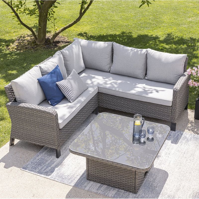 Mesa de Exterior Ajustable Drios de 90 x 90 x 70 cm Color Gris Oscuro