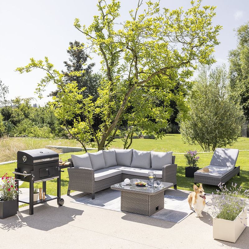 Mesa de Exterior Ajustable Drios de 90 x 90 x 70 cm Color Gris Oscuro