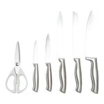 Set de Cuchillos Acero Inoxidable 7 Piezas con Base de Madera y Tijera